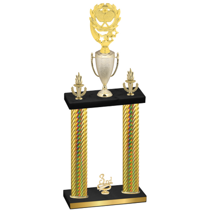 Double Gold Carbon Fiber Third Place Pickleball Trophy