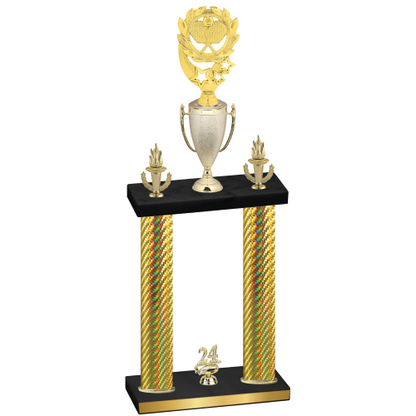 Double Gold Carbon Fiber Year Pickleball Trophy