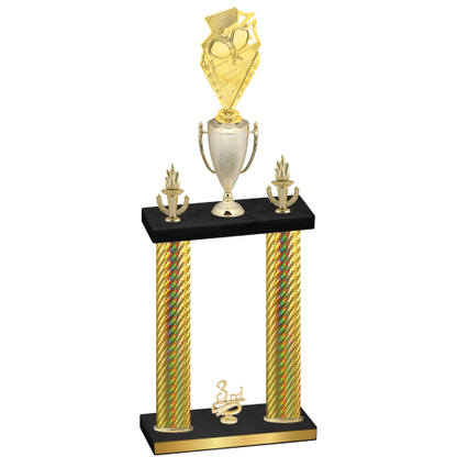 Double Gold Carbon Fiber Third Place Pickleball Trophy