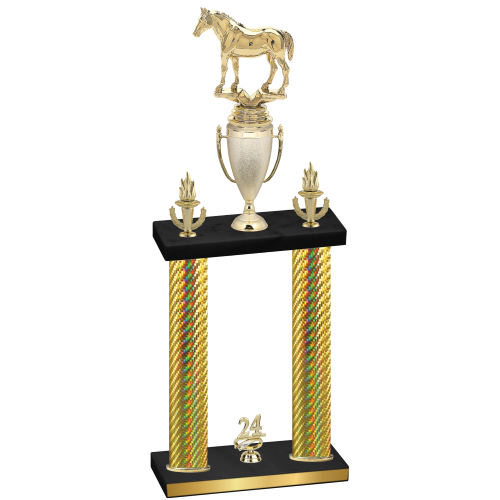 Double Gold Carbon Fiber Year Horses Trophy