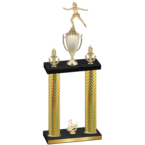 Double Gold Carbon Fiber Third Place Skater Trophy