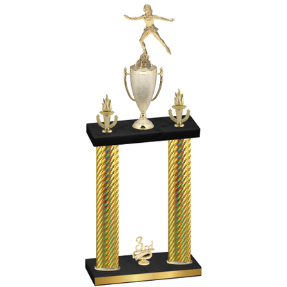Double Gold Carbon Fiber Third Place Skater Trophy