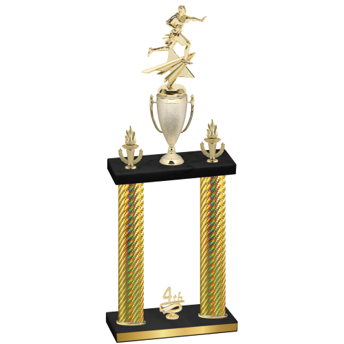 Double Gold Carbon Fiber Fourth Place Flag Football Trophy