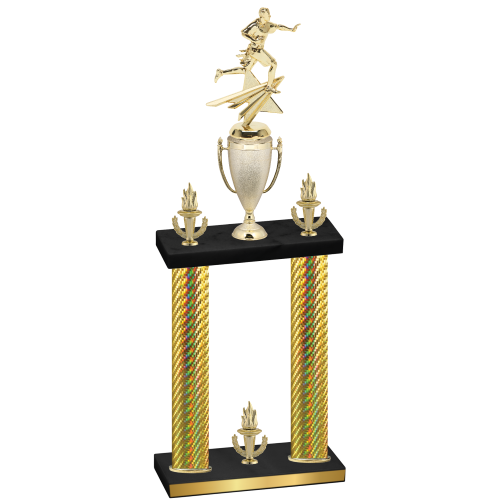Double Gold Carbon Fiber Victory Flag Football Trophy