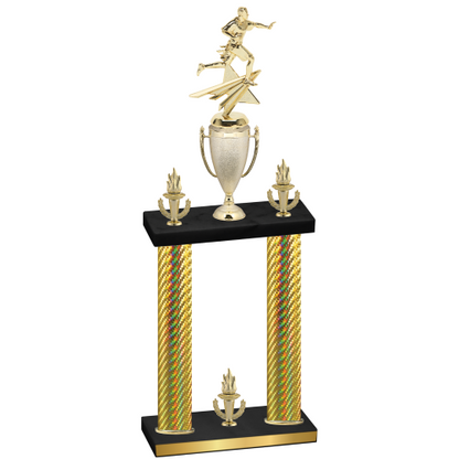 Double Gold Carbon Fiber Victory Flag Football Trophy