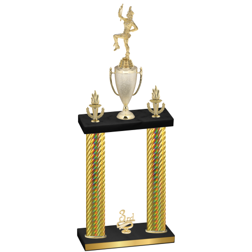 Double Gold Carbon Fiber Third Place Majorette Trophy