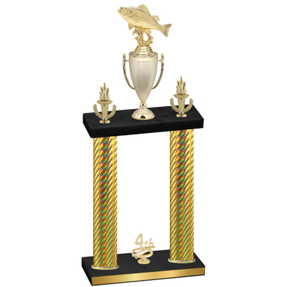 Double Gold Carbon Fiber Fourth Place Fishing Trophy