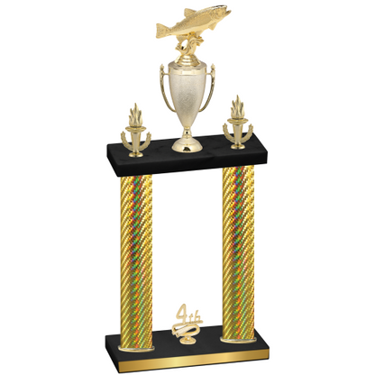 Double Gold Carbon Fiber Fourth Place Fishing Trophy