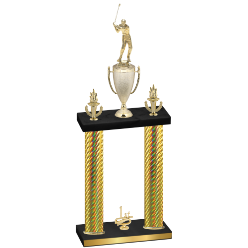 Double Gold Carbon Fiber First Place Golf Trophy