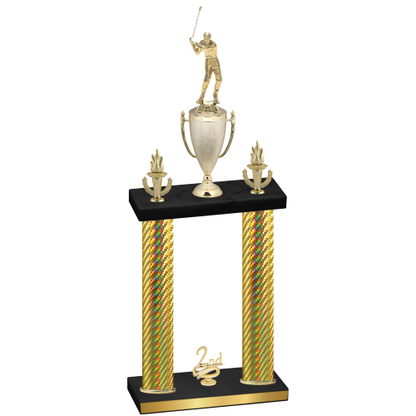 Double Gold Carbon Fiber Second Place Golf Trophy