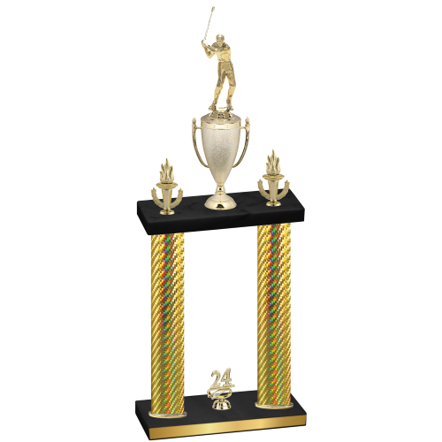 Double Gold Carbon Fiber Year Golf Trophy