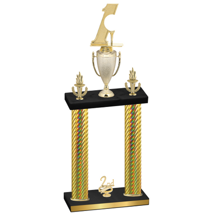 Double Gold Carbon Fiber Second Place Golf Trophy