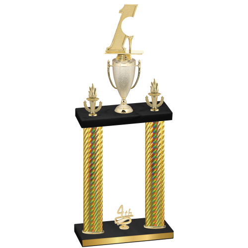 Double Gold Carbon Fiber Fourth Place Golf Trophy