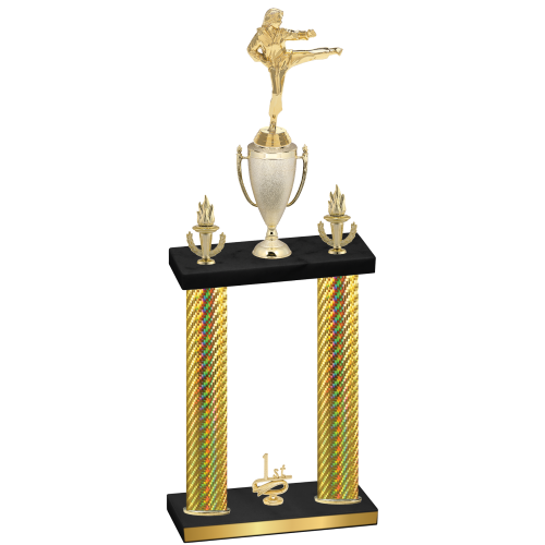Double Gold Carbon Fiber First Place Karate Trophy