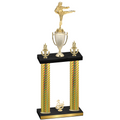 Double Gold Carbon Fiber Third Place Karate Trophy