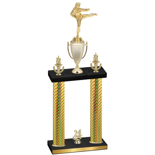 Double Gold Carbon Fiber Year Karate Trophy