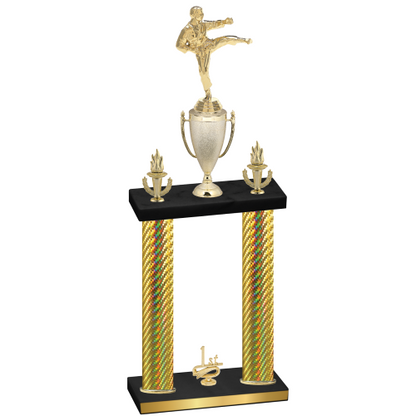 Double Gold Carbon Fiber First Place Karate Trophy