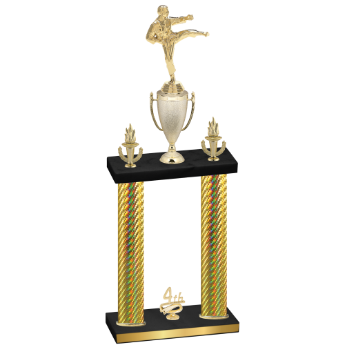 Double Gold Carbon Fiber Fourth Place Karate Trophy