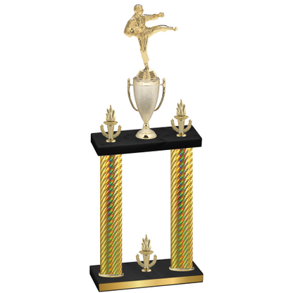 Double Gold Carbon Fiber Victory Karate Trophy