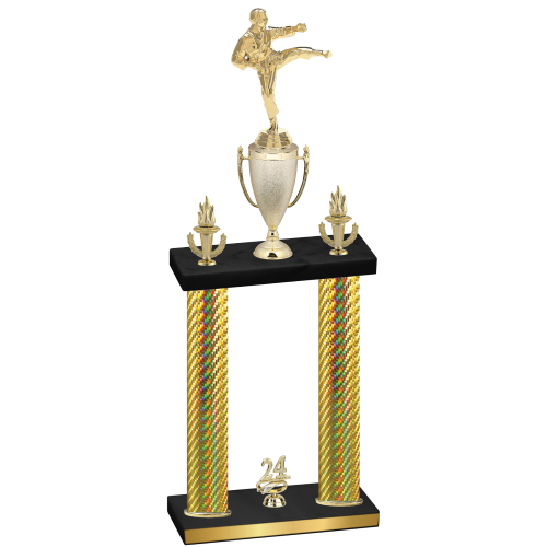 Double Gold Carbon Fiber Year Karate Trophy