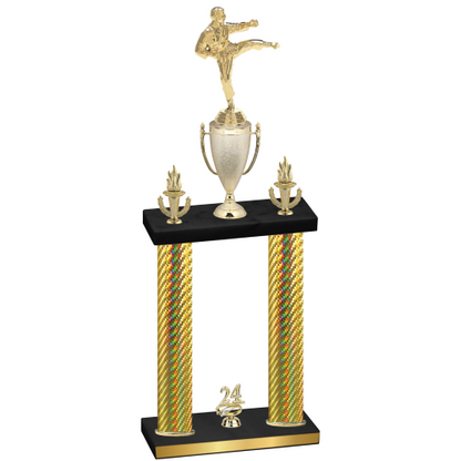 Double Gold Carbon Fiber Year Karate Trophy