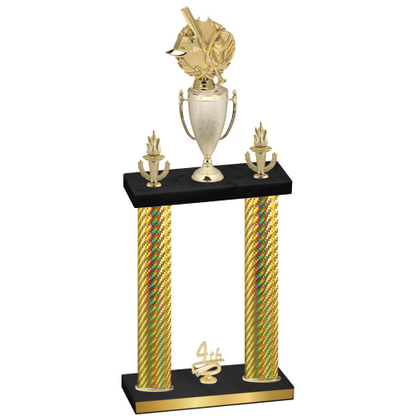 Double Gold Carbon Fiber Fourth Place Baseball Trophy