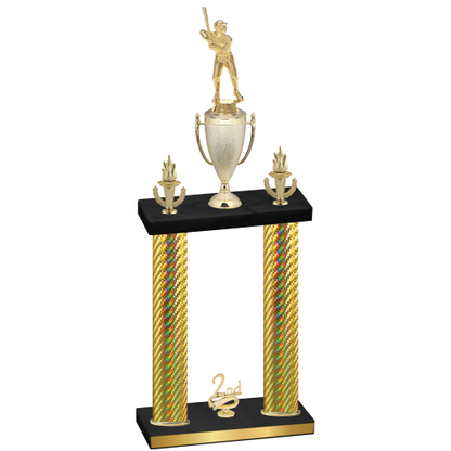 Double Gold Carbon Fiber Second Place Baseball Trophy