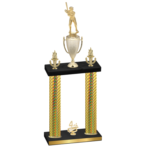 Double Gold Carbon Fiber Fourth Place Baseball Trophy