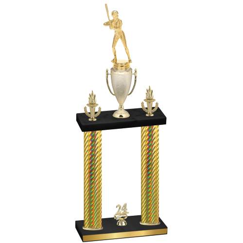 Double Gold Carbon Fiber Year Softball Trophy