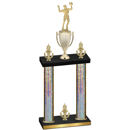 Double Silver Glacier Victory Volleyball Trophy
