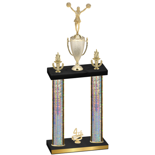 Double Silver Glacier Fourth Place Cheerleading Trophy