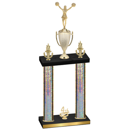 Double Silver Glacier Fourth Place Cheerleading Trophy