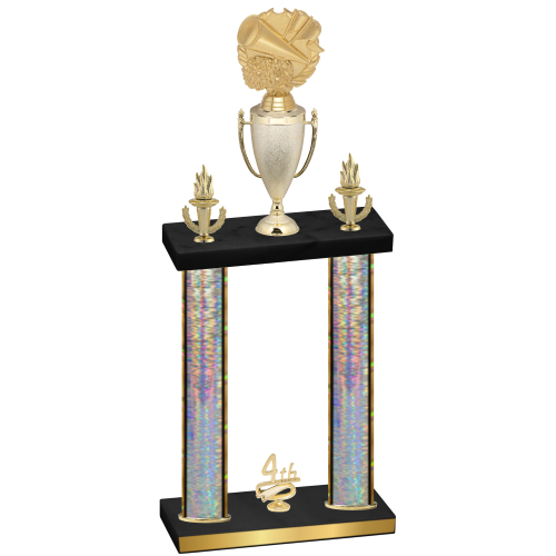 Double Silver Glacier Fourth Place Cheerleading Trophy