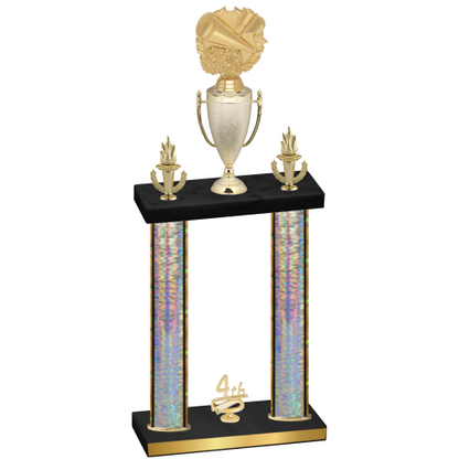 Double Silver Glacier Fourth Place Cheerleading Trophy