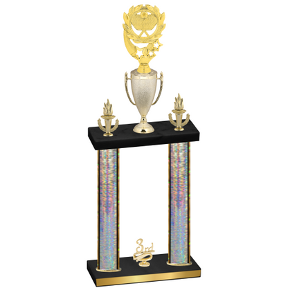 Double Silver Glacier Third Place Pickleball Trophy