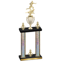 Double Silver Glacier Victory Flag Football Trophy