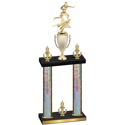 Double Silver Glacier Victory Flag Football Trophy