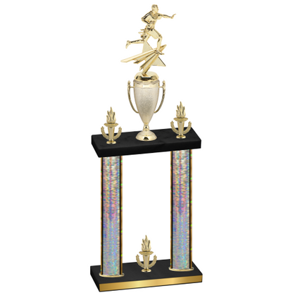 Double Silver Glacier Victory Flag Football Trophy