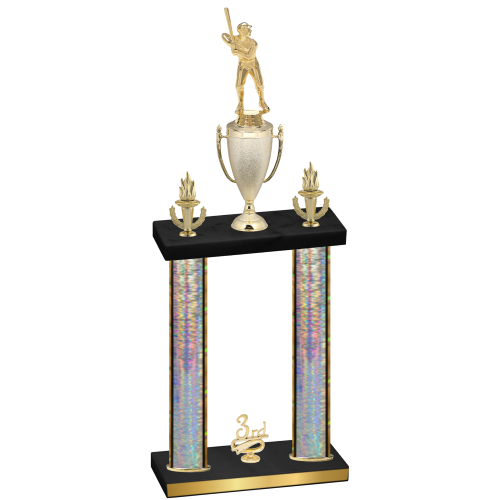 Double Silver Glacier Third Place Baseball Trophy
