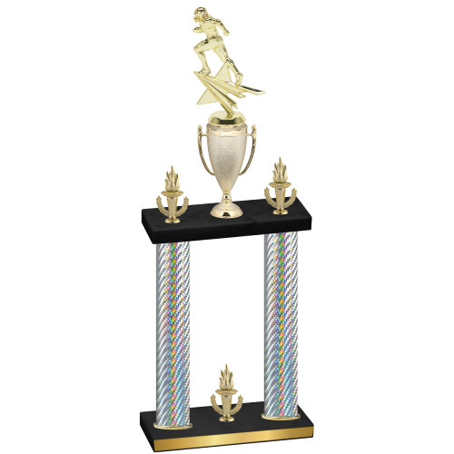 Double Silver Carbon Fiber Victory Football Trophy