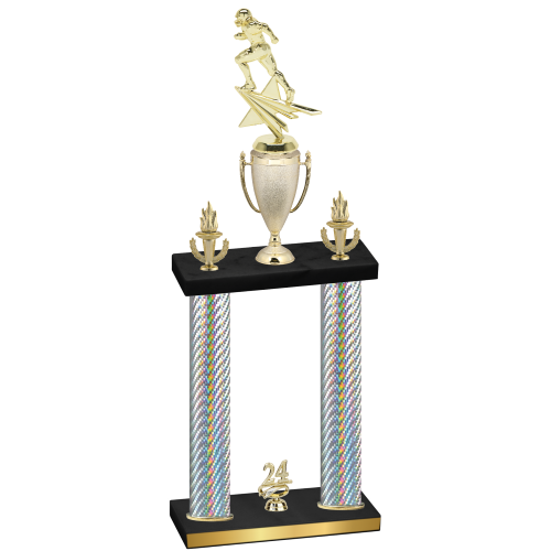 Double Silver Carbon Fiber Year Football Trophy