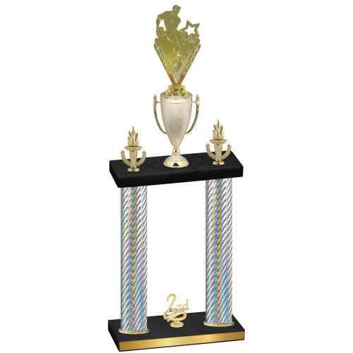 Double Silver Carbon Fiber Second Place Rugby Trophy