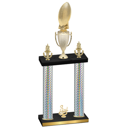 Double Silver Carbon Fiber Third Place Football Trophy