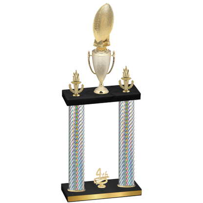 Double Silver Carbon Fiber Fourth Place Football Trophy
