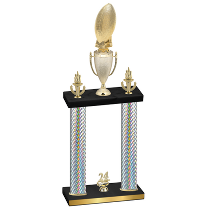 Double Silver Carbon Fiber Year Football Trophy