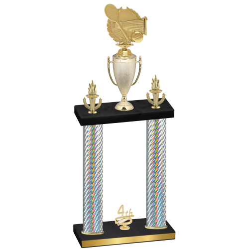 Double Silver Carbon Fiber Fourth Place Tennis Trophy