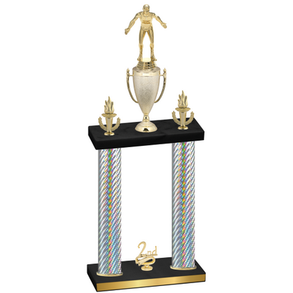Double Silver Carbon Fiber Second Place Wrestling Trophy