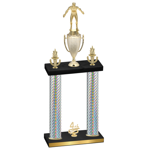Double Silver Carbon Fiber Fourth Place Wrestling Trophy