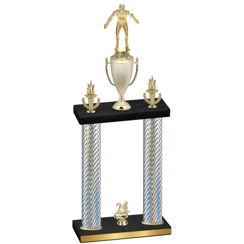 Double Silver Carbon Fiber Year Wrestling Trophy