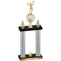 Double Silver Carbon Fiber First Place Volleyball Trophy